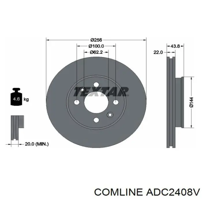 Диск гальмівний передній Comline ADC2408V