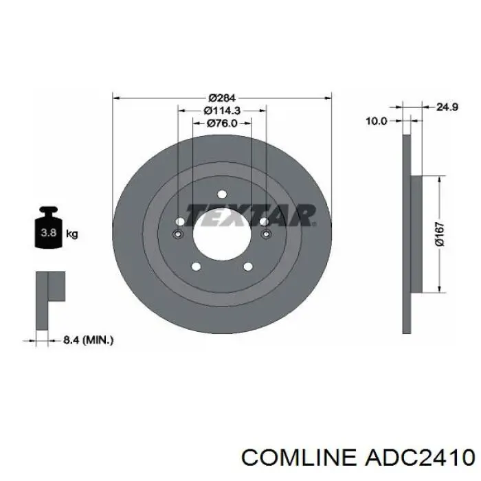 ADC2410 Comline диск гальмівний задній