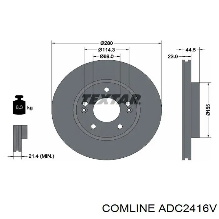 ADC2416V Comline диск гальмівний передній