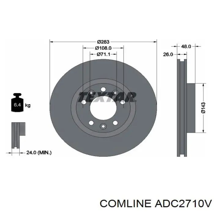 Диск переднього гальма Comline ADC2710V ціна, від 39.30 USD
