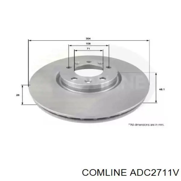 Диск гальмівний передній ADC2711V Comline