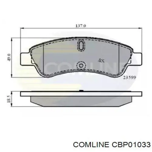 Колодки гальмівні передні, дискові CBP01033 Comline