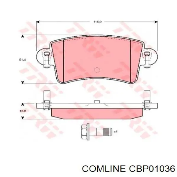 Задні гальмівні колодки CBP01036 Comline