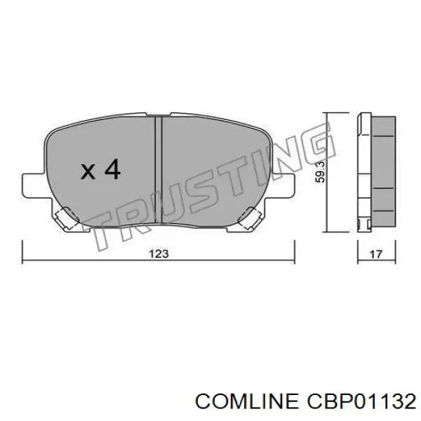 Колодки гальмівні передні, дискові CBP01132 Comline