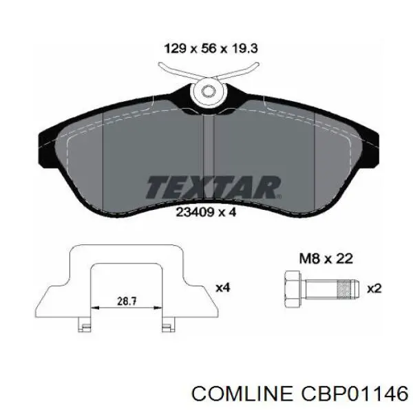 CBP01146 Comline колодки гальмівні передні, дискові