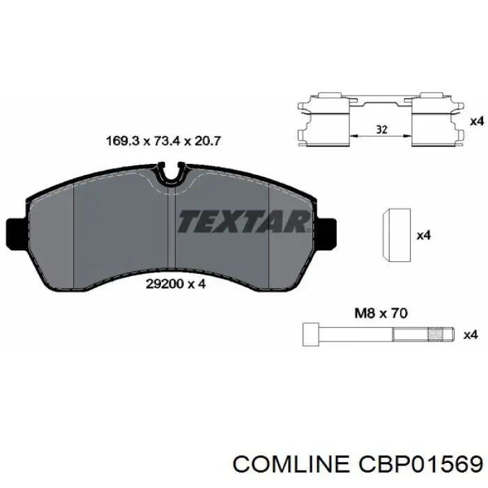CBP01569 Comline Передні гальмівні колодки
