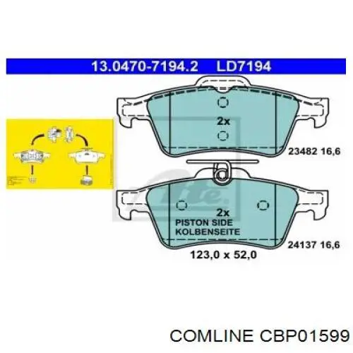 Задні гальмівні колодки CBP01599 Comline