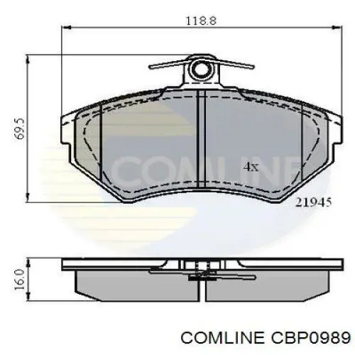 Колодки гальмівні передні, дискові CBP0989 Comline