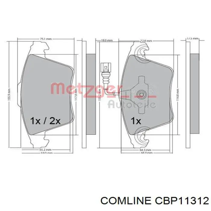 CBP11312 Comline Передні гальмівні колодки