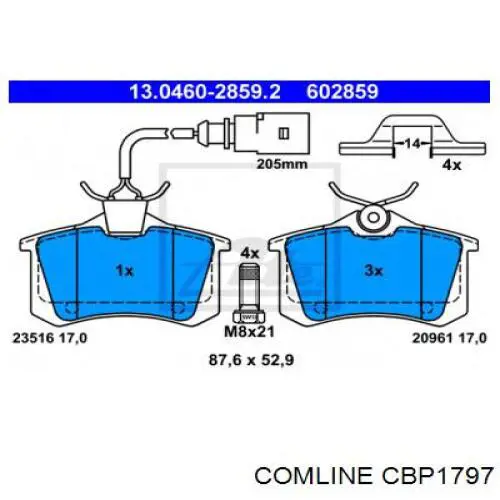 Задні дискові колодки Comline CBP1797