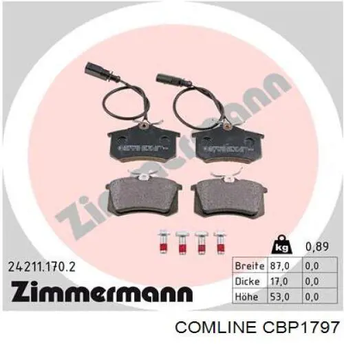 CBP1797 Comline Колодки гальмівні задні, дискові