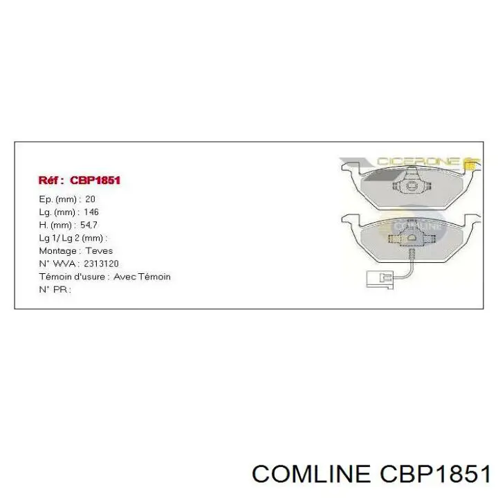 Купити CBP1851 Comline Колодки гальмівні передні, дискові