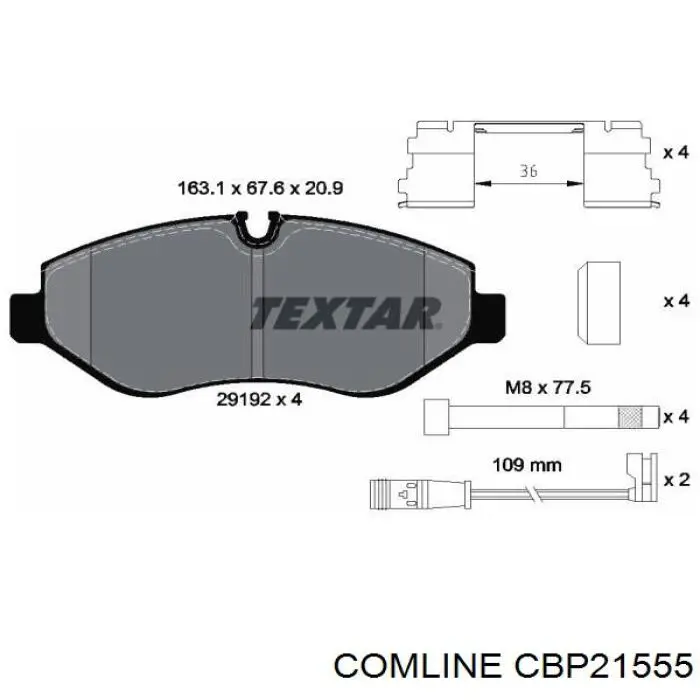 CBP21555 Comline Передні гальмівні колодки