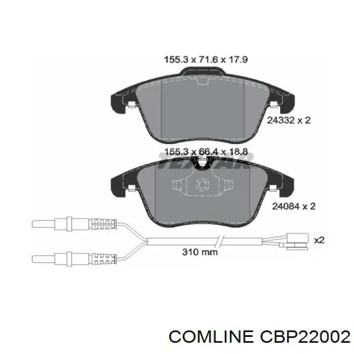 CBP22002 Comline Передні гальмівні колодки