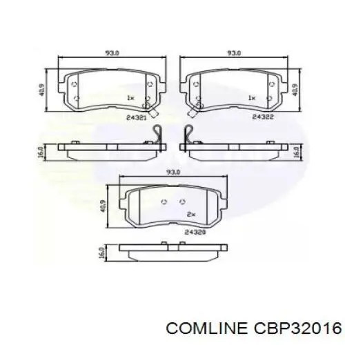 CBP32016 Comline Колодки гальмівні задні, дискові