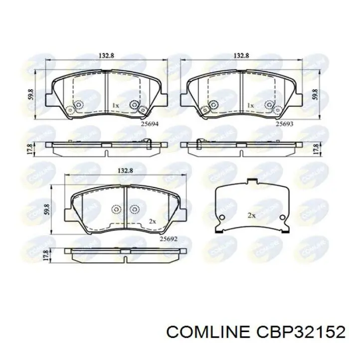 CBP32152 Comline колодки гальмівні передні, дискові