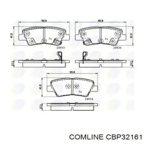 CBP32161 Comline Колодки гальмівні задні, дискові