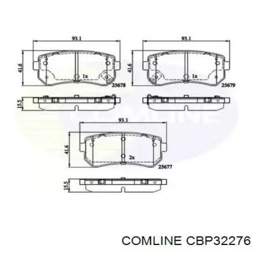 CBP32276 Comline Колодки гальмівні задні, дискові