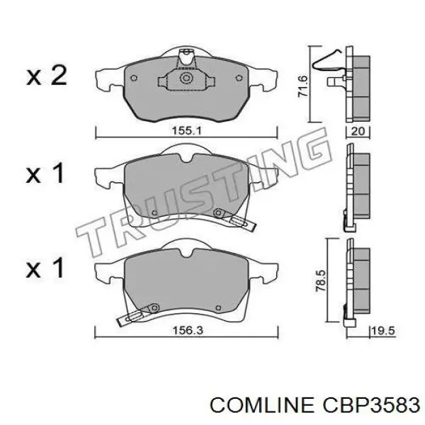 CBP3583 Comline Передні гальмівні колодки