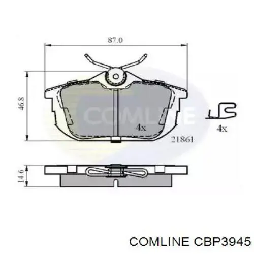 CBP3945 Comline Колодки гальмівні задні, дискові