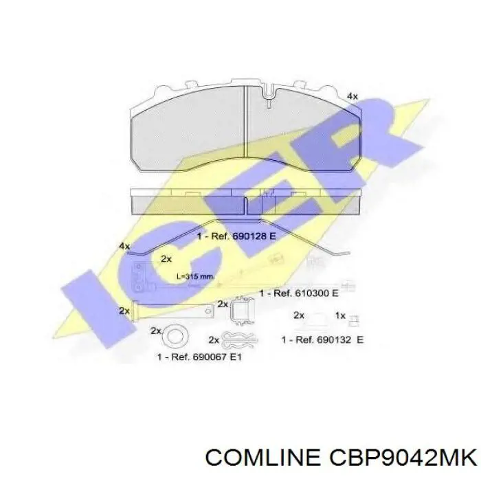 Задні гальмівні колодки CBP9042MK Comline