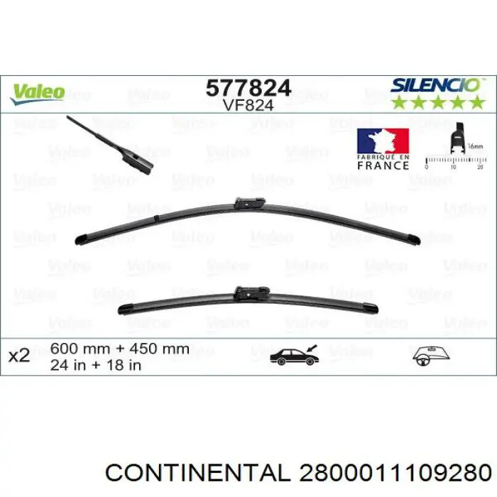 Щітка-двірник лобового скла, комплект з 2-х шт. Continental/Siemens 2800011109280 ціна, від 25.52 USD