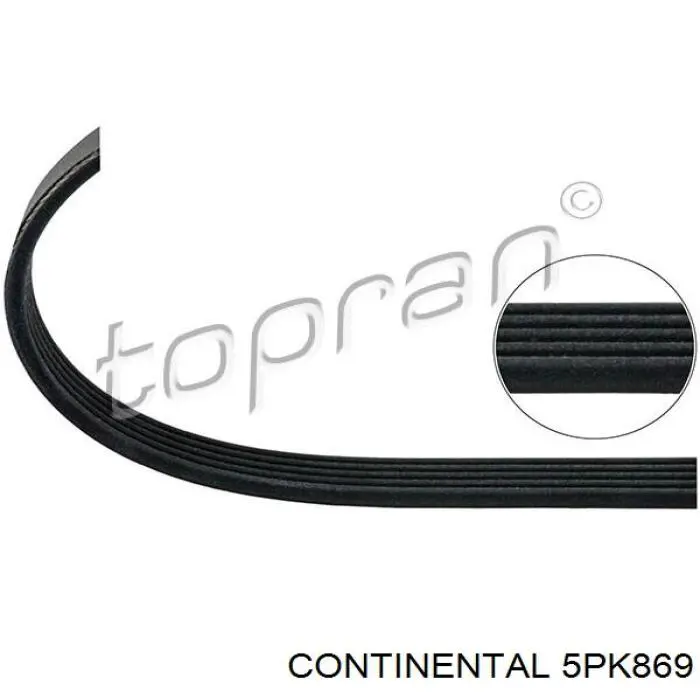 Ремінь генератора 5PK869 Continental/Siemens