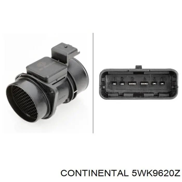 Датчик масової витрати повітря Continental/Siemens 5WK9620Z ціна, від 86.41 USD