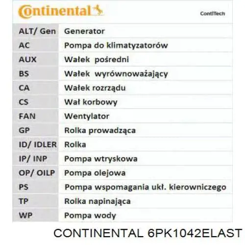 Ремінь генератора 6PK1042ELAST Continental/Siemens