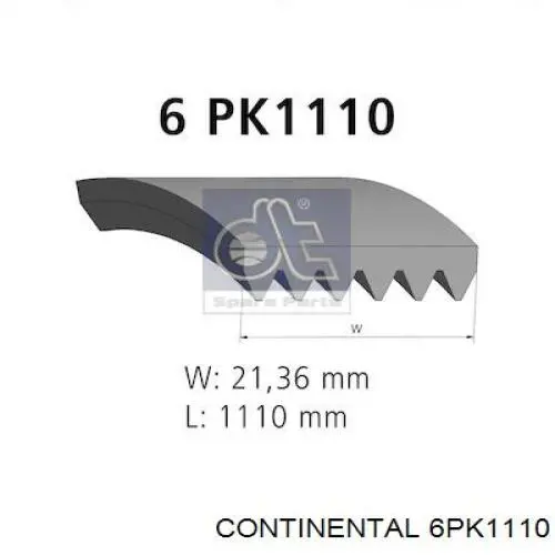 Клиновий ремінь Continental/Siemens 6PK1110 ціна, від 11.14 USD