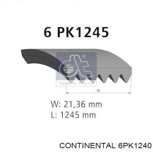 Клиновий ремінь Continental/Siemens 6PK1240 ціна, від 14.40 USD