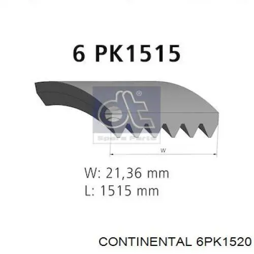 Ремінь генератора 6PK1520 Continental/Siemens