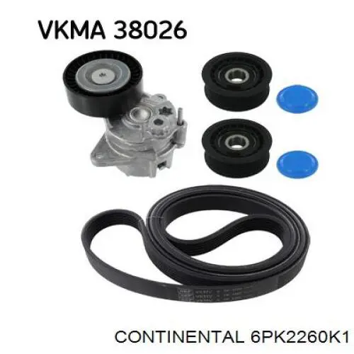 Ремінь приводний, агрегатів, комплект Continental/Siemens 6PK2260K1 ціна, від 71.01 USD