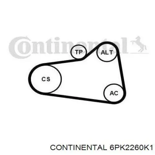 Купити 6PK2260K1 Continental/Siemens Ремінь приводний, агрегатів, комплект