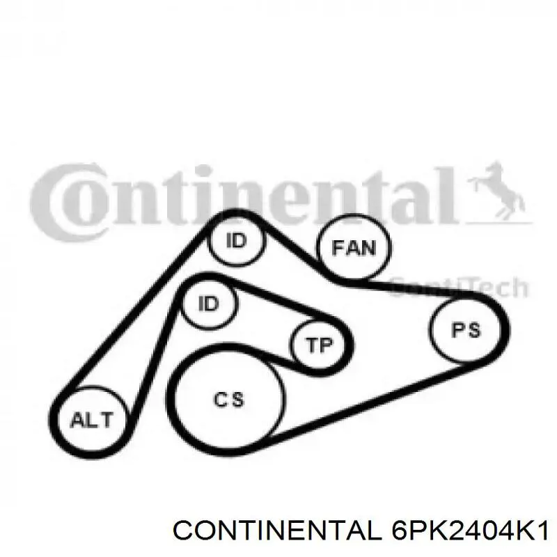 Ремінь приводний, агрегатів, комплект Continental/Siemens 6PK2404K1 ціна, від 208.20 USD