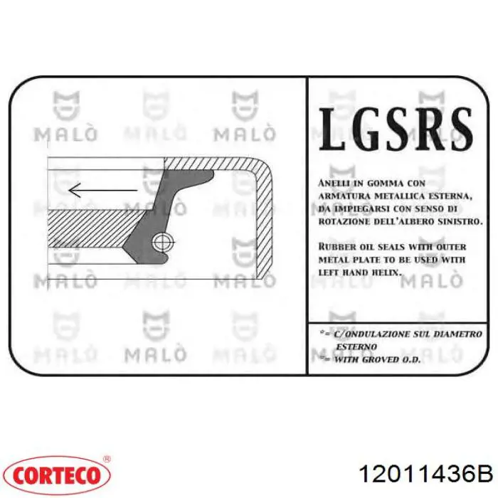 Сальник колінвала двигуна, задній Corteco 12011436B ціна, від 4.21 USD
