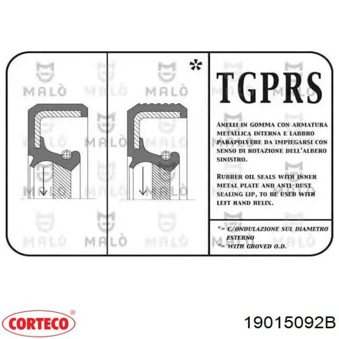 Сальник колінвала двигуна, задній Corteco 19015092B ціна, від 3.53 USD