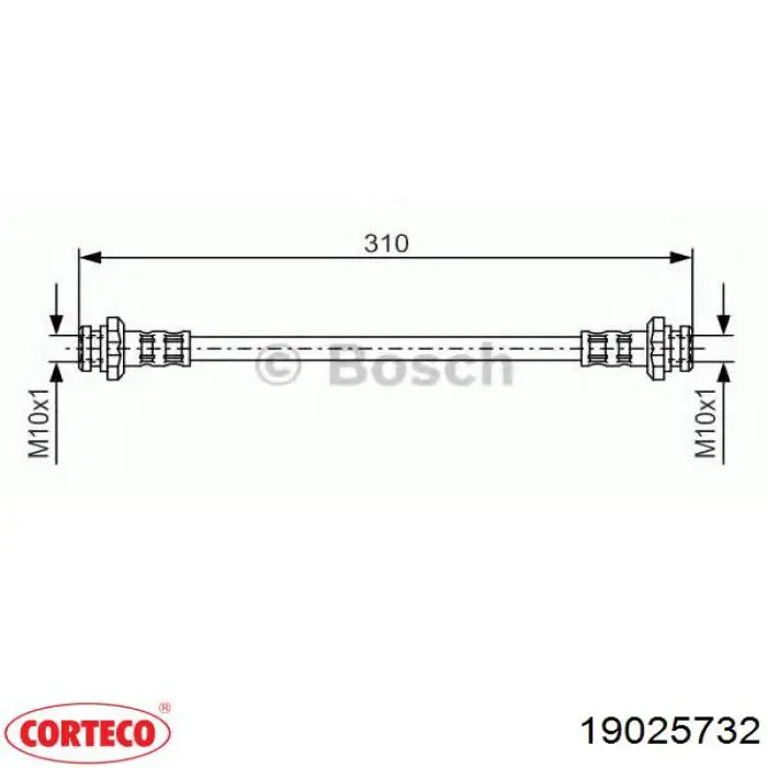 Шланг гальмівний задній 19025732 Corteco