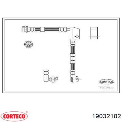 Шланг гальмівний передній, правий Corteco 19032182 ціна, від 21.54 USD