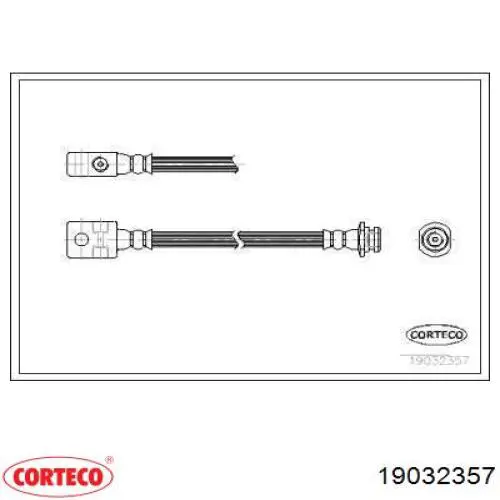 Шланг гальмівний передній, правий Corteco 19032357 ціна, від 15.24 USD