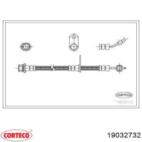 Шланг гальмівний передній, правий Corteco 19032732 ціна, від 12.18 USD