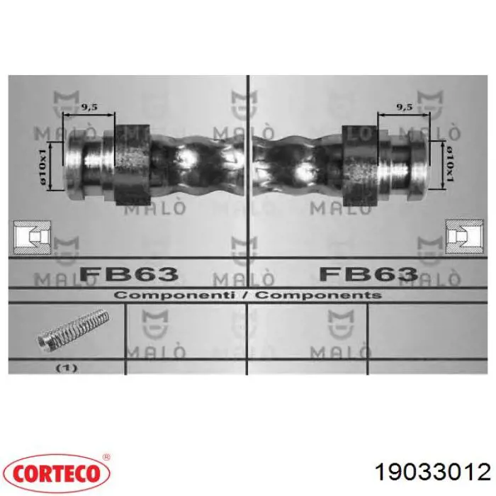 Шланг гальмівний задній Corteco 19033012 ціна, від 6.53 USD