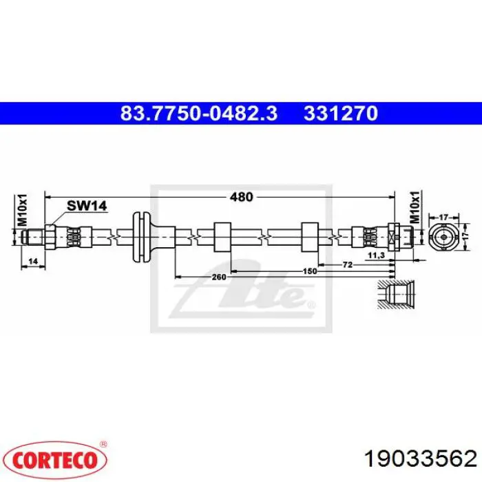 Шланг гальмівний передній Britpart SHB000011 ціна, від 12.20 USD