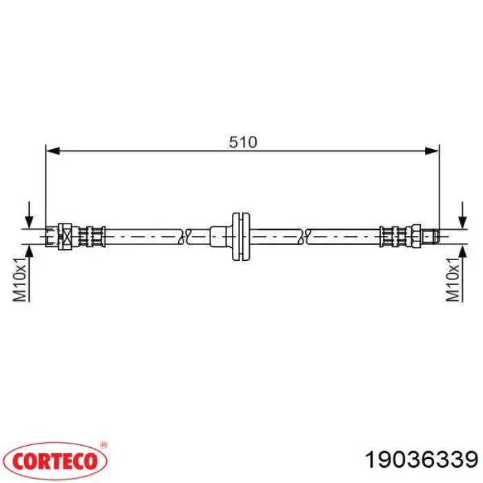 Шланг гальмівний передній 19036339 Corteco