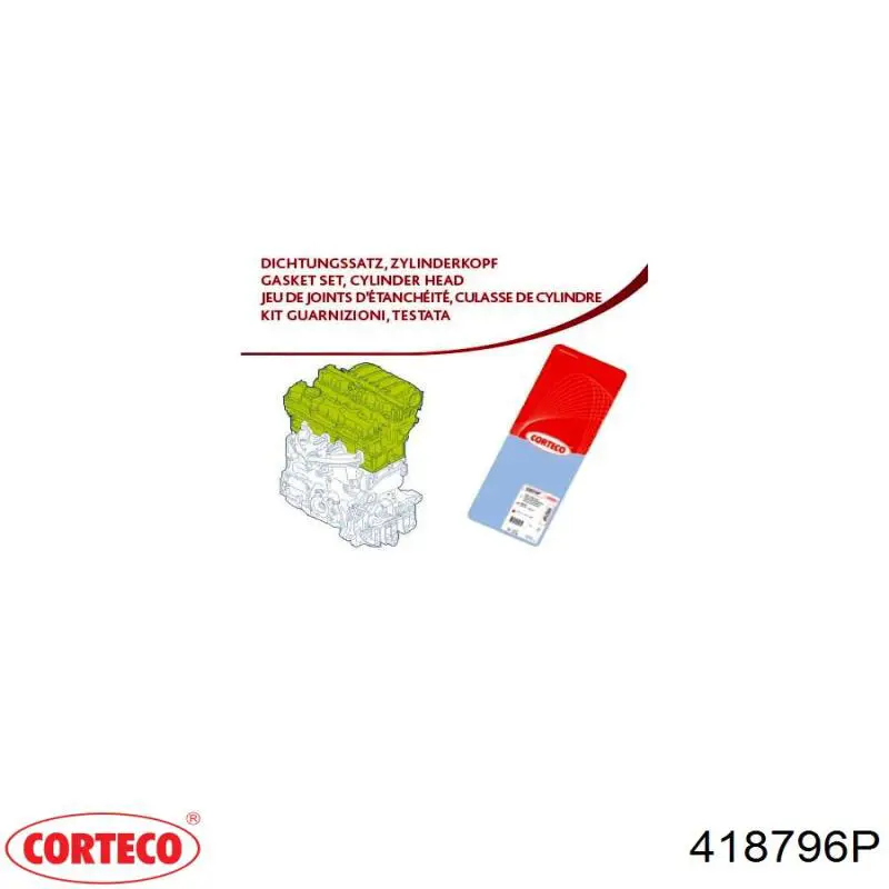 Комплект прокладок двигуна, верхній Corteco 418796P ціна, від 120.50 USD