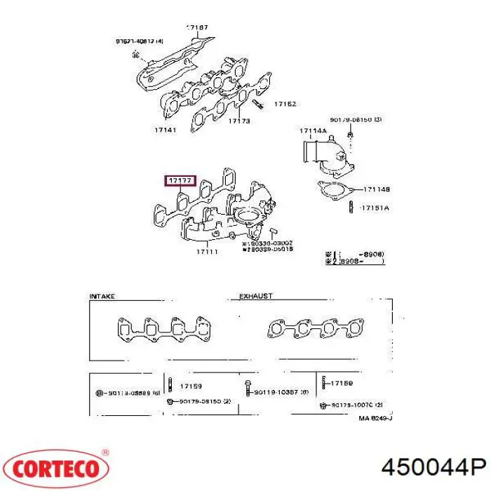 Прокладка впускного колектора 450044P Corteco