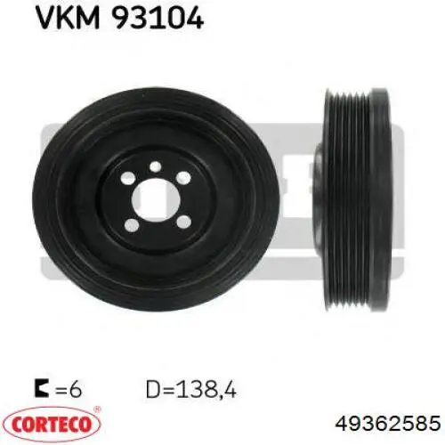 49362585 Corteco Демпфер колінвалу