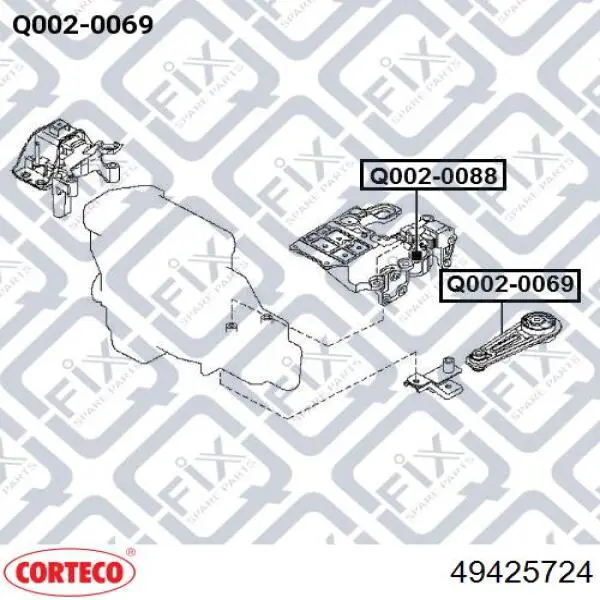 Подушка (опора) двигуна, ліва нижня 49425724 Corteco