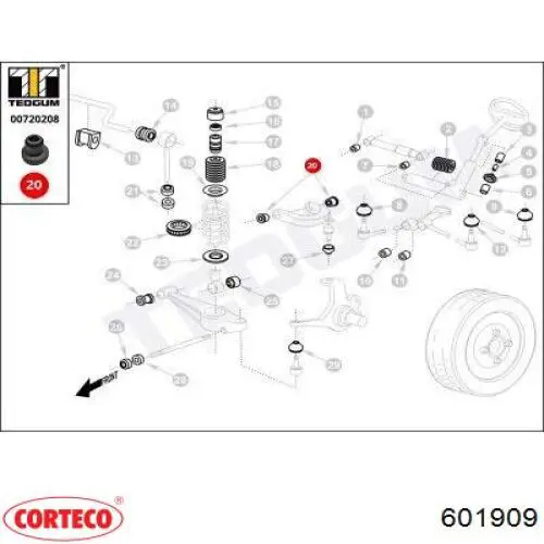 Сайлентблок переднього верхнього важеля Corteco 601909 ціна, від 8.87 USD