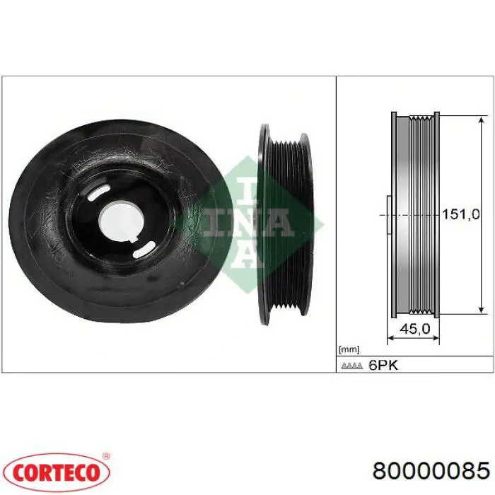 Шків колінвала 80000085 Corteco